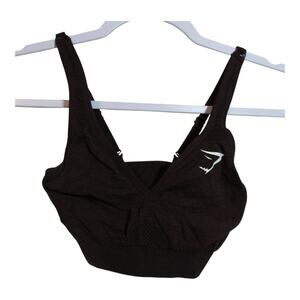 Gymshark Vital V Neck Sports Bra Light Support Espresso Marled Size Xs